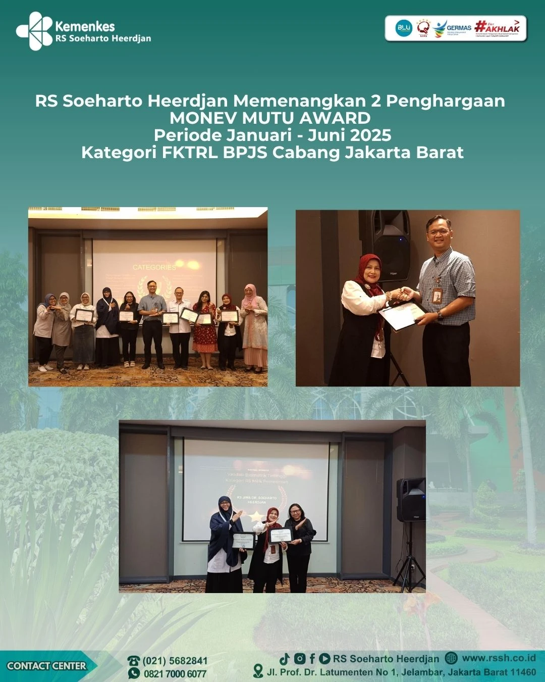 RS Soeharto Heerdjan Raih Penghargaan Pemanfaatan Transformasi Digital Terbaik pada Awarding BPJS Monev Semester 1 2025 Cabang Jakarta Barat